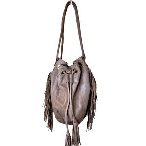 Leather Fringe Boho Bucket Purse